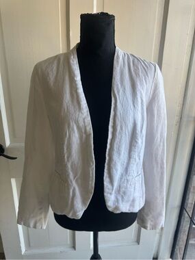 Cynthia Rowley White Open-Front Linen Blazer